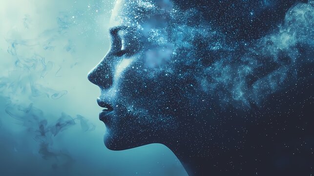 A mesmerizing portrait of a woman with cosmic elements, merging beauty and the universe in stunning visual harmony.