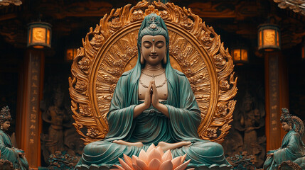 Fototapeta premium Hinduism indian asian Gods Goddess symbolic AI picture, indian religious festival