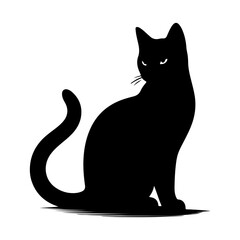 cat silhouette Illustrator black and white
