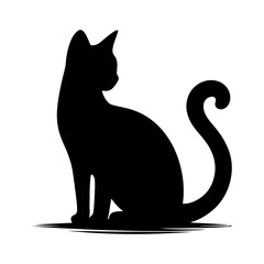 cat silhouette Illustrator black and white