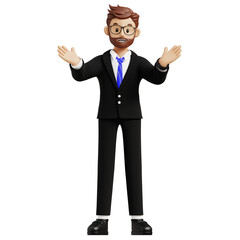 Business man confused 3d character illustration