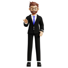 Business man asking something 3d character illustration