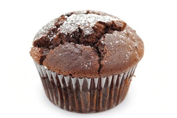Chocolate Muffin Isolated on White Background. Delicious Pastry View
