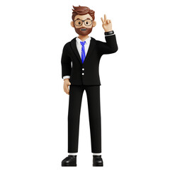 Obraz premium Business man showing victory sign 3d character illustration