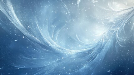 Obraz premium Abstract swirling patterns in blue and white resembling a dreamy, ethereal atmosphere.