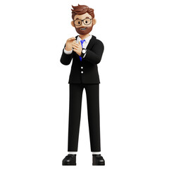 Obraz premium Happy businessman clapping hands 3d character illustration