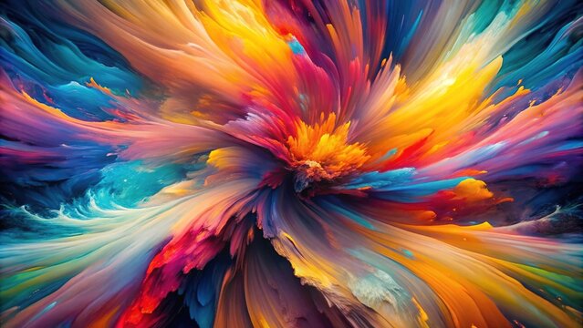 Abstract Expressionism in Motion: Energetic, expressive, vibrant colors, fluid brushstrokes, hidden figures