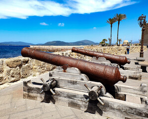 ancient cannon in Alghero , Sardinia