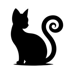 cat silhouette Illustrator black and white