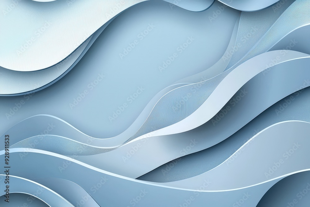 Leinwandbilder Curves and waves intertwine in varying shades of blue, creating a calm and soothing abstract design with depth and texture