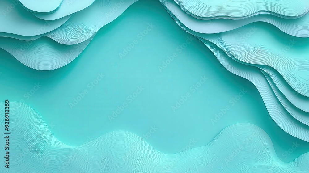 Aufkleber curved turquoise layers overlap to form a vibrant, textured background, showcasing the beauty of sim