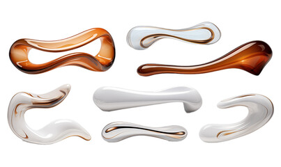 Set of liquid splashes. Isolated on transparent  background.