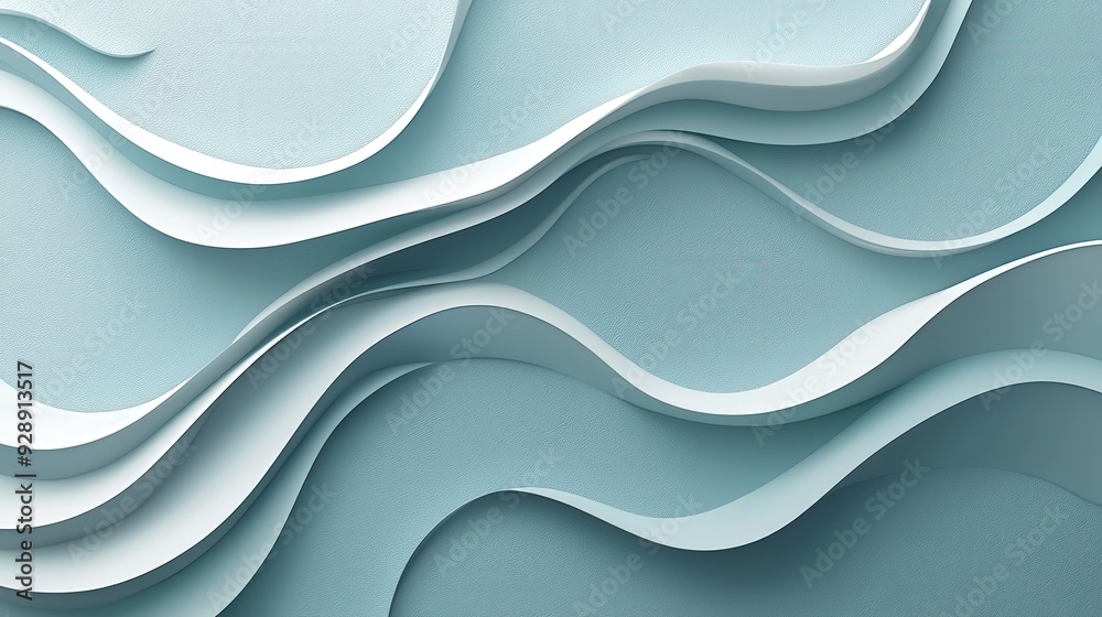 Leinwandbilder layers of blue paper are arranged in flowing wave patterns, showcasing a creative interplay of textu