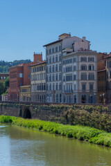 View of the Arno, the river that crosses the city of Florence in Italy.