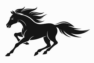Horse flying silhouette, pegasus flying horse with wings vector
