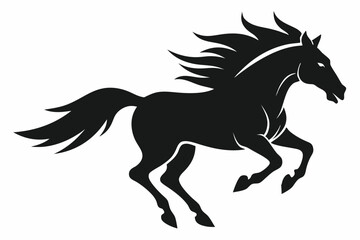 flying pegasus vector silhouette, winged horse icon, unicorn design