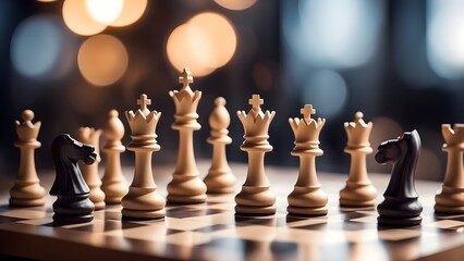 A chess board with a black and white king and a black knight