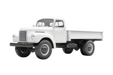 Classic white vintage truck isolated on transparent background. Retro vehicle with historical design, perfect for transportation themes and nostalgic concepts.