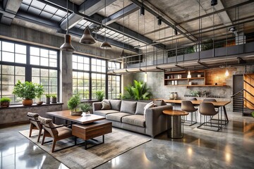 IndustrialLoftEdgy: Concrete walls, metal fixtures, exposed ducts, and an urban aesthetic