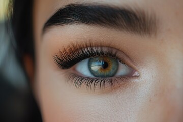 Obraz premium Beautiful Woman's Eye Showcasing Long Eyelash Extensions