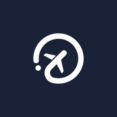 circular airplane icon logo design