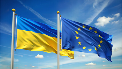 flag of the european union and ukraine, alliance, AI generated