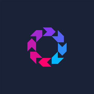 octagon shape circular arrow logo