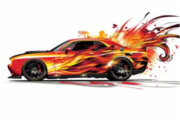 Car with flame decals
