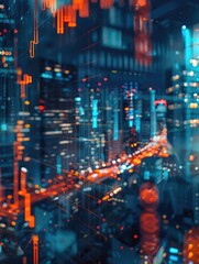 Obraz premium City skyline at night from high-rise