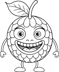 funny fruit monstar character line art  black and white