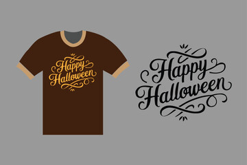 Happy Halloween typography lettering. Handwritten calligraphy with spider web and bats for greeting cards, posters, banners, flyers and invitations. Happy Halloween text, holiday background