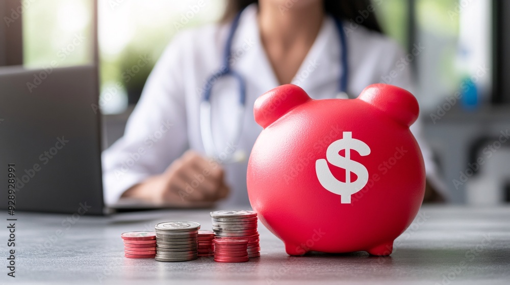 Poster An illustration showing the importance of building an emergency fund with a focus on setting aside money for unexpected expenses Stock Photo with copy space
