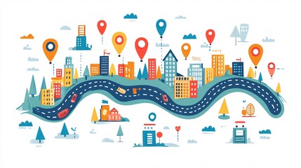 Obraz premium A financial roadmap infographic outlining the journey from setting up a budget to achieving long-term financial goals like buying a home or retiring Stock Photo with copy space