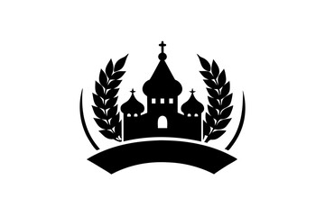  a simple emblem of the Russian folk festival of decorative and applied art golden straw, silhouette black color