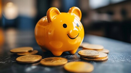 An illustration explaining the concept of financial freedom with visuals representing the stages of budgeting saving investing and living debt-free Stock Photo with copy space