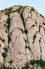 Close up of towering Montserrat peaks with unique stone formations