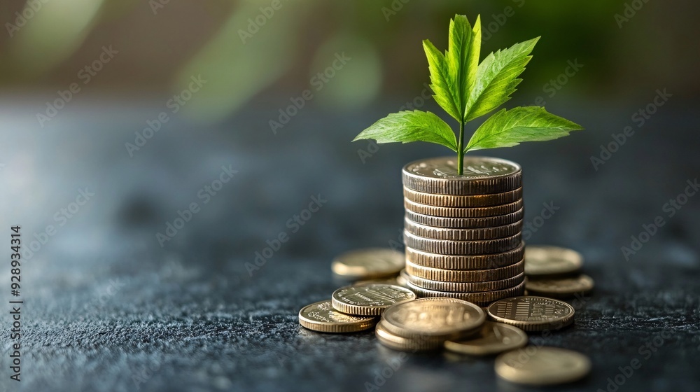 Poster A step-by-step illustration showing how to build wealth over time starting with budgeting and saving moving to investing and finally achieving financial independence Stock Photo with copy space