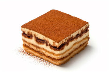 Fototapeta premium delicious tiramisu cake on a white background