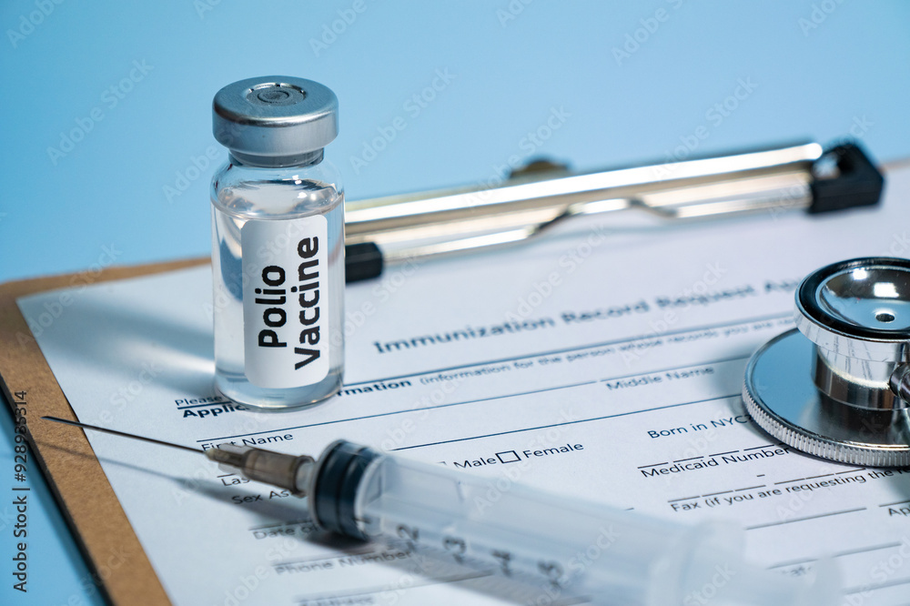 Wall mural close-up of polio vaccine,concept of medical health