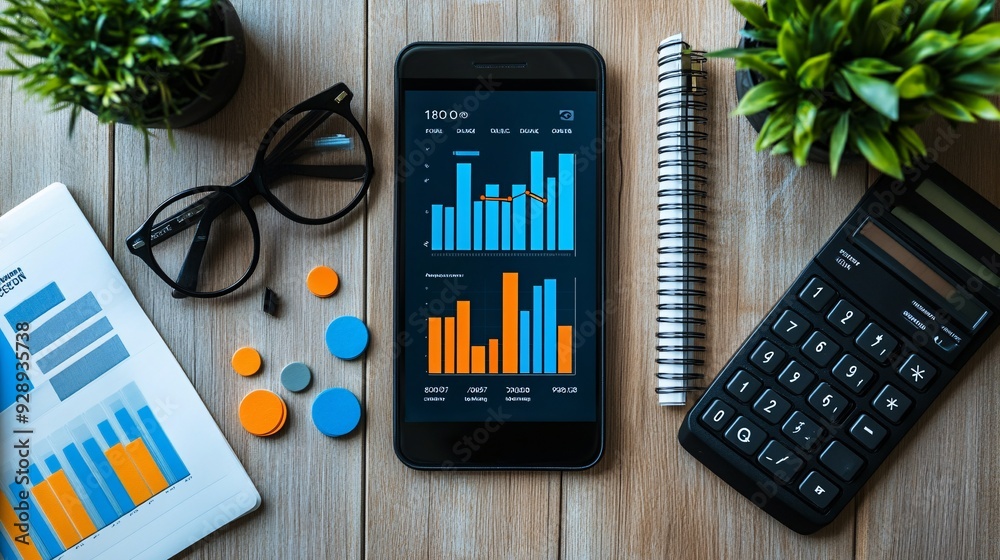 Aufkleber A visual guide showing how to track spending with tips on using apps spreadsheets or notebooks to monitor daily expenses Stock Photo with copy space