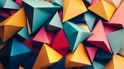 Obraz premium Abstract Composition of Interlocking Colorful Triangles