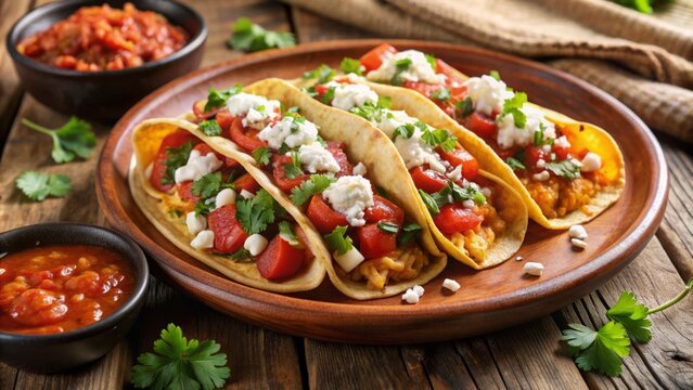 Freshly prepared Entomatadas, a traditional Mexican dish featuring tender shredded chicken wrapped in crispy corn tortillas smothered in rich, flavorful tomato sauce.