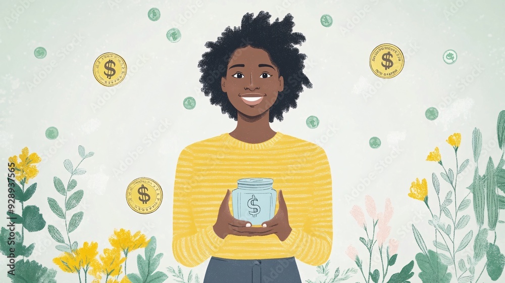 Aufkleber An infographic explaining how to set up an automatic savings plan with visuals of how small regular deposits can grow over time Stock Photo with copy space