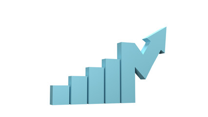 3d illustration, The Business Growth with chart rising arrow isolated with white background.