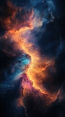 Fototapeta premium Serene cosmic landscape with radiant nebula formations