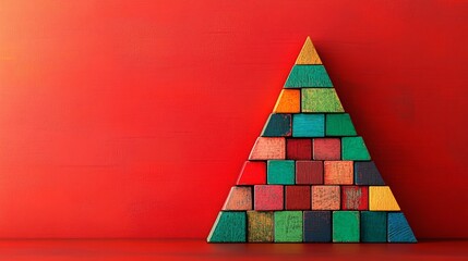 An illustration of a financial pyramid showing the different levels of financial security from basic needs to wealth-building and financial independence Stock Photo with copy space