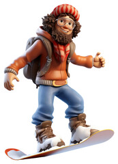 PNG Snowboarding figurine cartoon toy.