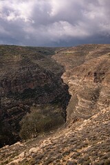 Scenic View of Nahal Arugot in the Judean Desert, Israel