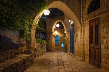 Stone Alley in Old City Jaffa, Israel at Night