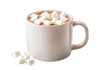 A cozy cup of hot chocolate topped with fluffy marshmallows, perfect for chilly days. Indulge in warmth and sweetness.